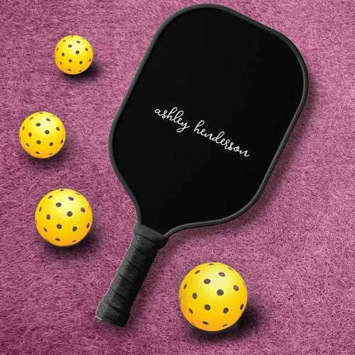 Simple Professional Black and White Monogram Pickleball Paddle