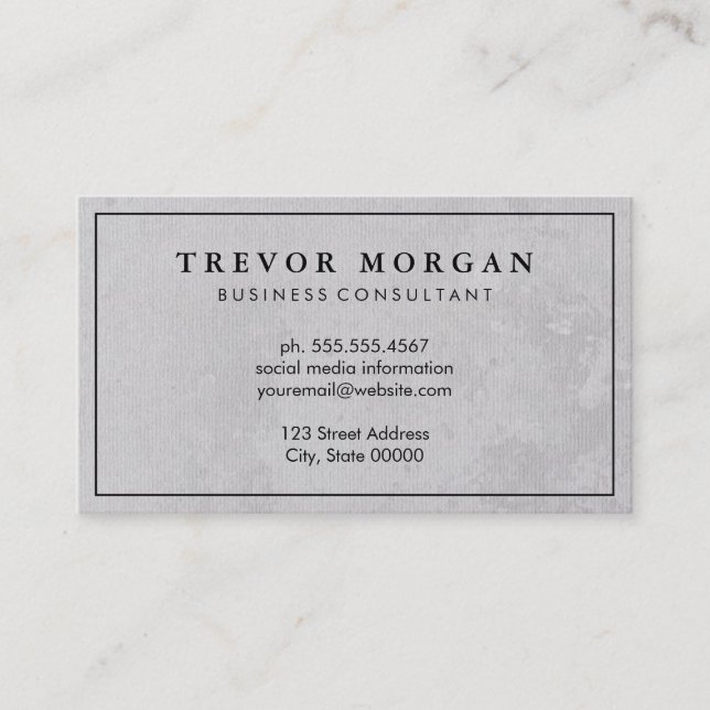 Simple Professional Black Border Gray Texture Business Card (Front)