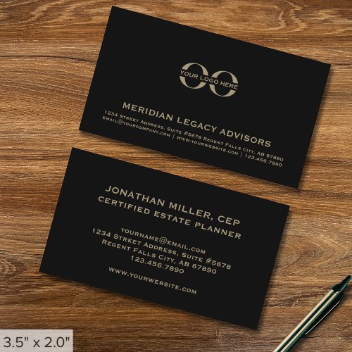 Simple Professional Black Custom Logo Business Card