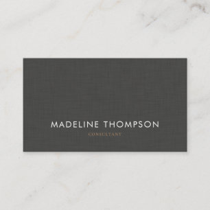Simple Professional Black Gray Linen Business Card