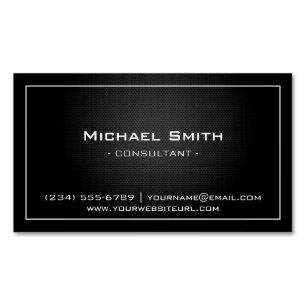 Simple Professional Black Metallic Modern Look Business Card Magnet