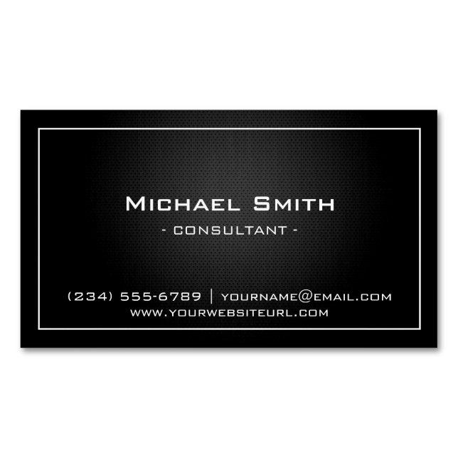 Simple Professional Black Metallic Modern Look Business Card Magnet (Front)