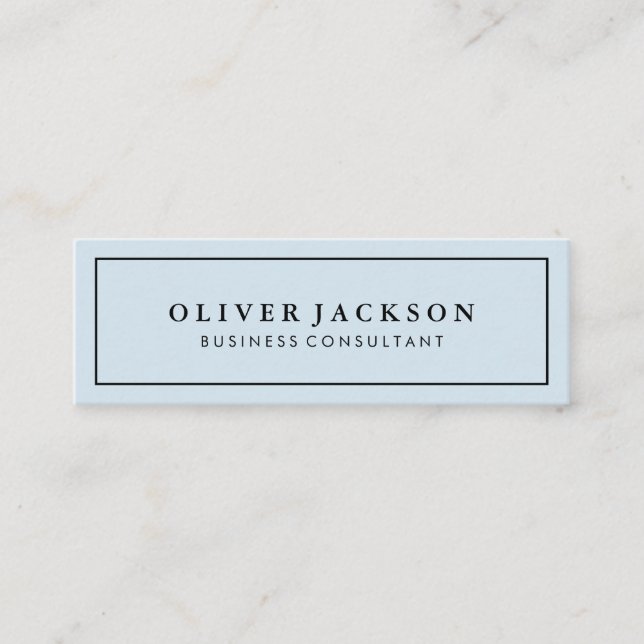Simple Professional Blue White Border Minimalist Mini Business Card (Front)
