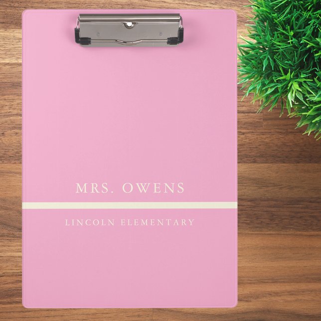 Simple Professional Blush Pink Teacher  Clipboard (Creator Uploaded)