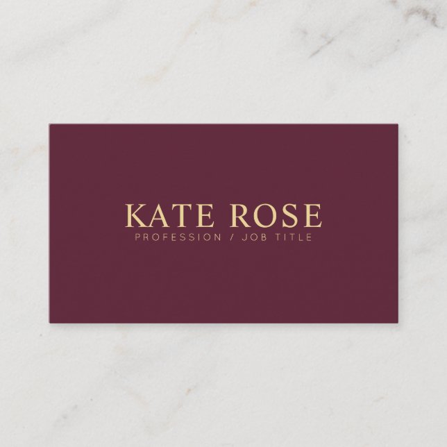 Simple Professional Burgundy Modern Business Card (Front)