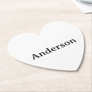 Simple Professional Business 4" x 4" Heart Paper Coaster