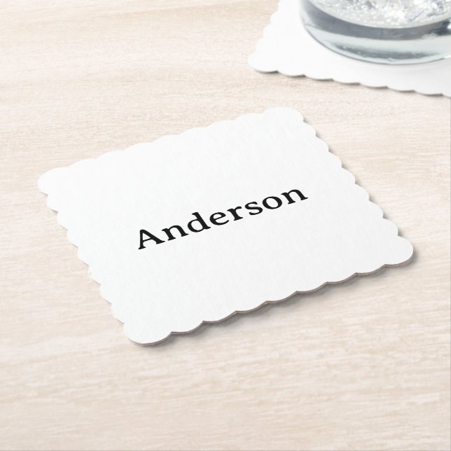 Simple Professional Business 4" x 4" Scalloped   Paper Coaster (Angled)