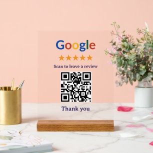 Simple Professional Business Google Review QR Code Acrylic Sign