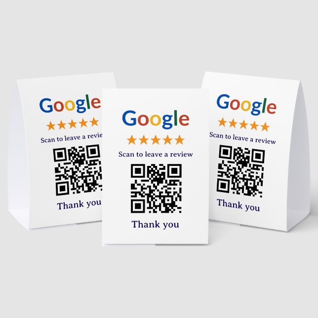Simple Professional Business Google Review QR Code Paper Table Tent (Insitu(Multi))