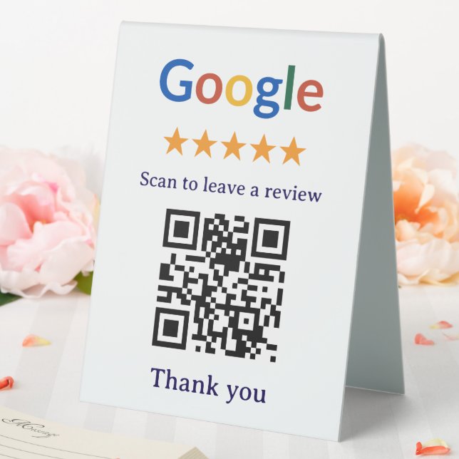 Simple Professional Business Google Review QR Code Table Tent (In SItu (Wedding))