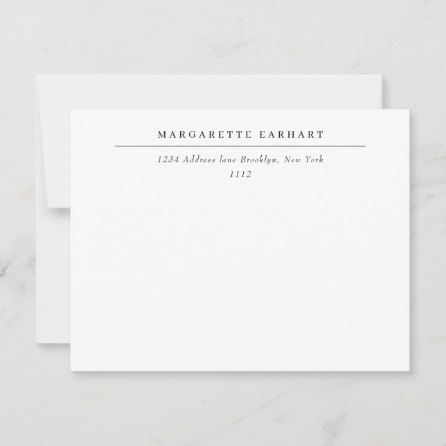 Simple Professional Business Lined Address Note Card (Front)