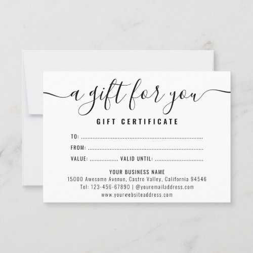 Simple Professional Business Logo Gift Certificate