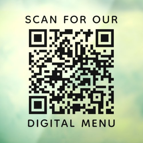 Simple Professional Business QR Code Digital Menu  Window Cling