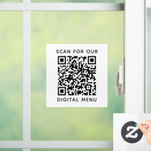 Simple Professional Business QR Code Digital Menu  Window Cling