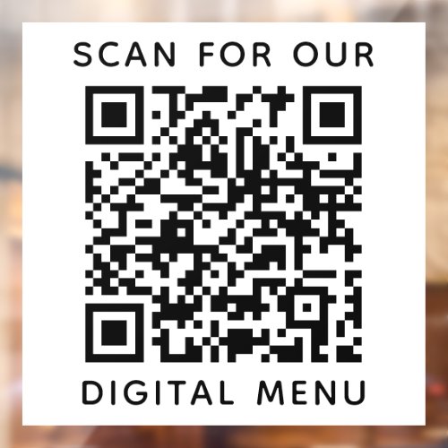 Simple Professional Business QR Code Digital Menu  Window Cling