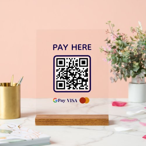 Simple Professional Business Scan to Pay QR Code Acrylic Sign