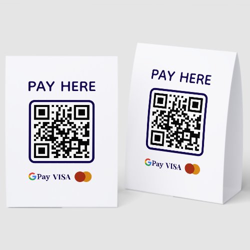 Simple Professional Business Scan to Pay QR Code Paper Table Tent