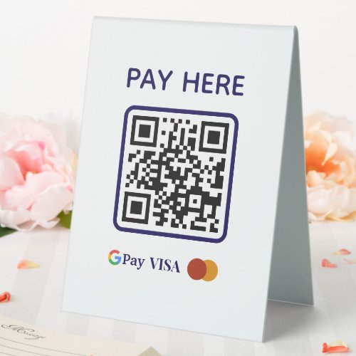 Simple Professional Business Scan to Pay QR Code Table Tent