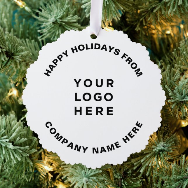 Simple Professional Christmas Tree Business Logo Ornament Card (Insitu (Tree))