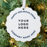 Simple Professional Christmas Tree Business Logo Ornament Card<br><div class="desc">Simple Professional Christmas Tree Business Logo Classic Navy Blue and White Ornament Card</div>
