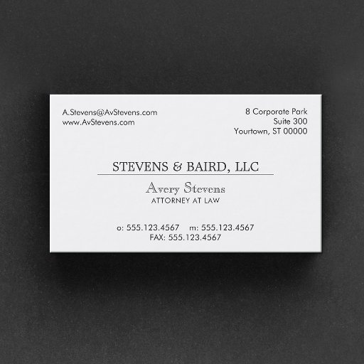 Customizable Simple Professional Corporate Classic White Business Card