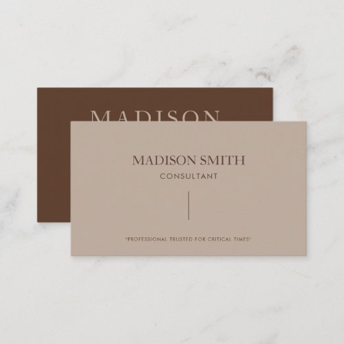 Simple Professional Cream Beige and Brown Business Card