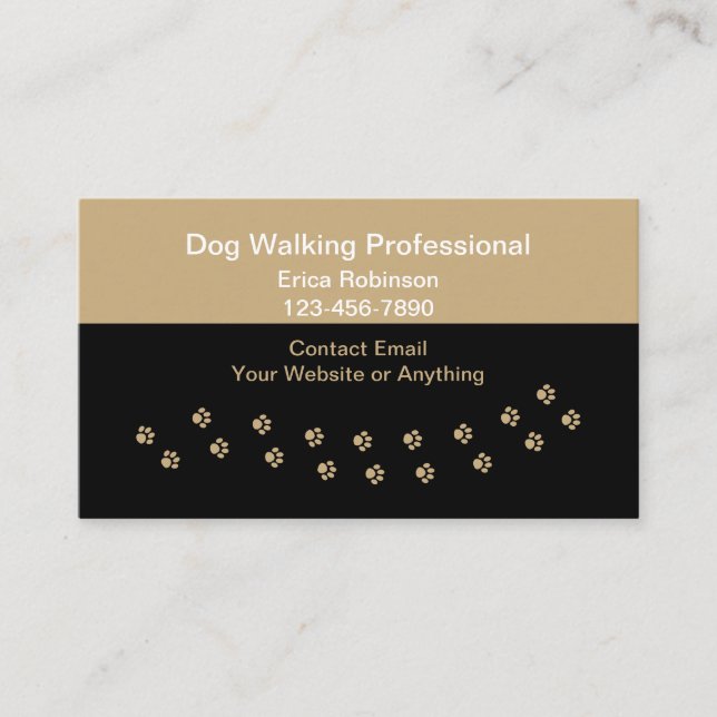 Simple Professional Dog Walking Business Cards (Front)
