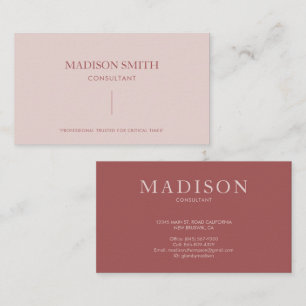 Simple Professional Dusty Rose and Light Taupe Business Card