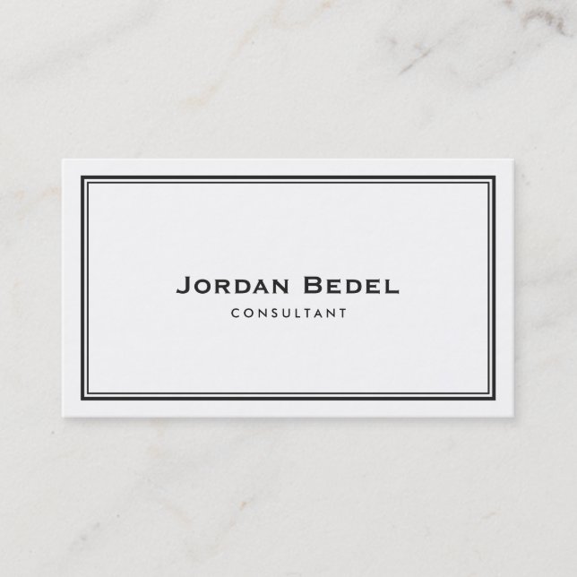 Simple Professional Elegant White Business Card (Front)