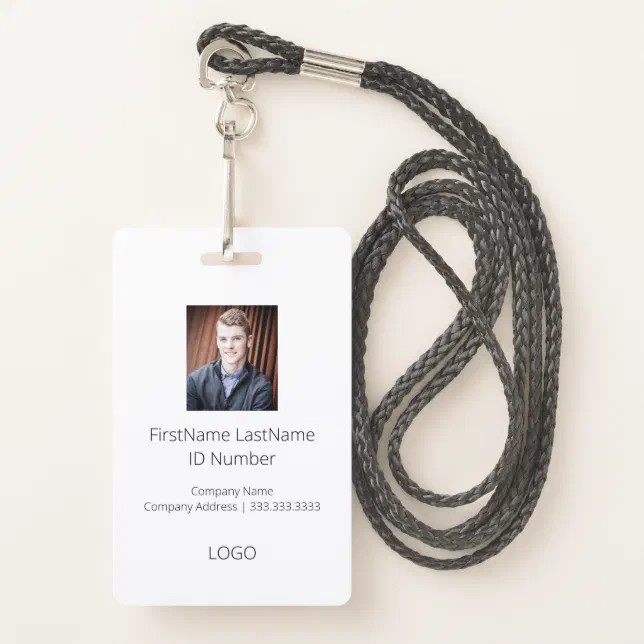 Simple Professional Employee ID Badge with Barcode | Zazzle