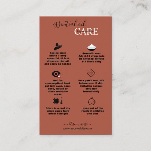 Simple Professional  Essential Oil Care    Business Card