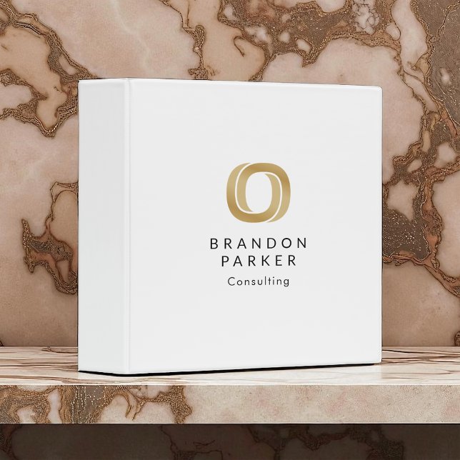 Simple Professional Gold Business Logo 3 Ring Binder (Creator Uploaded)