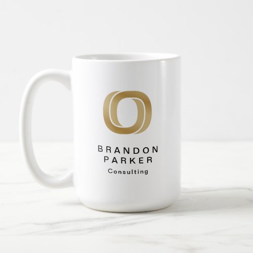 Simple Professional Gold Business Logo and Name Coffee Mug
