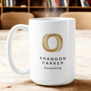 Simple Professional Gold Business Logo and Name Coffee Mug