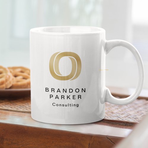 Simple Professional Gold Business Logo and Name Giant Coffee Mug