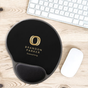 Simple Professional Gold Business Logo on Black Gel Mouse Pad