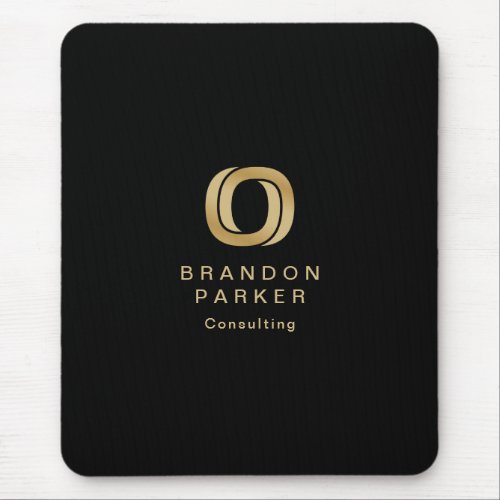 Simple Professional Gold Business Logo on Black Mouse Pad