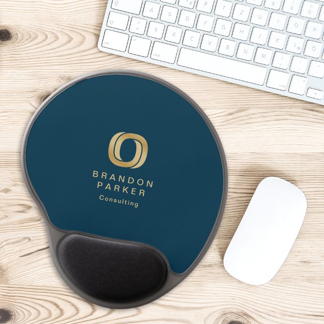 Simple Professional Gold Business Logo on Navy Gel Mouse Pad (Creator Uploaded)