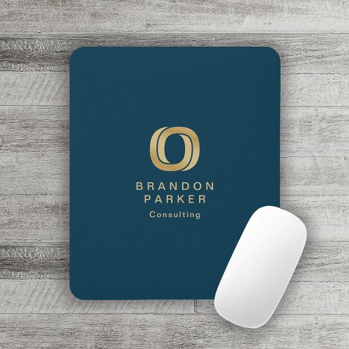 Simple Professional Gold Business Logo on Navy Mouse Pad