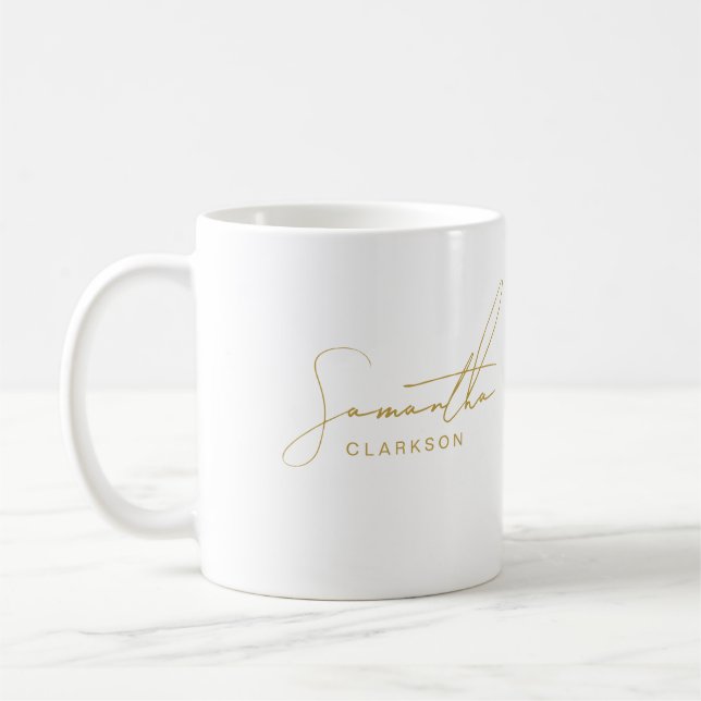 Simple Professional Gold Handwritten Script Coffee Mug (Left)