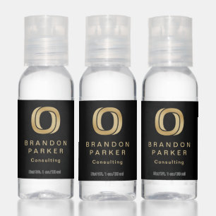 Simple Professional Gold Logo on Black Hand Sanitizer