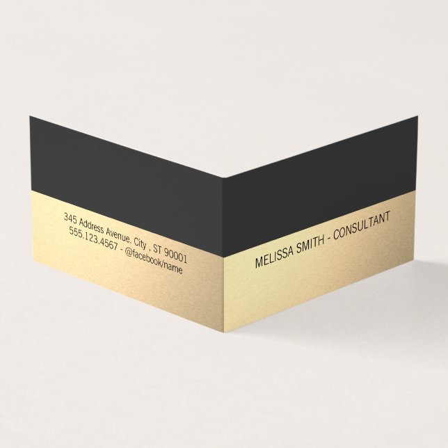 Simple Professional Gold Lux Gray Business Card (Outside)