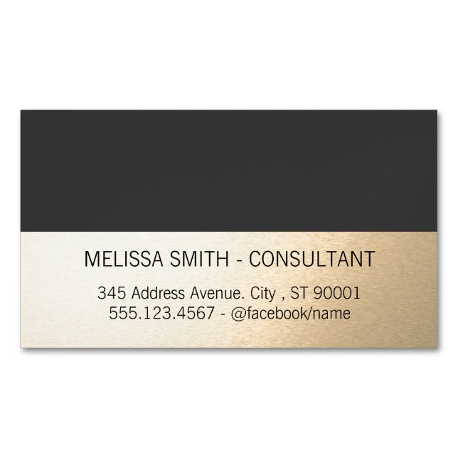 Simple Professional Gold Lux Gray Business Card Magnet (Front)
