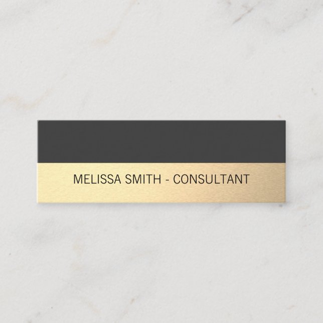 Simple Professional Gold Lux Gray Mini Business Card (Front)