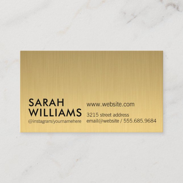 Simple Professional Gold Metallic Business Card (Front)
