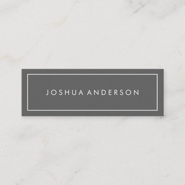 Simple Professional Gray White Border Minimalist Mini Business Card (Front)