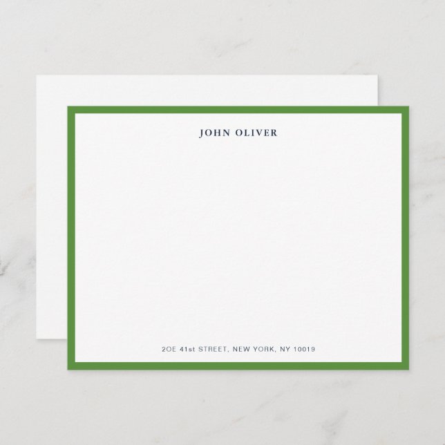 Simple Professional Green border flat Note Card (Front/Back)