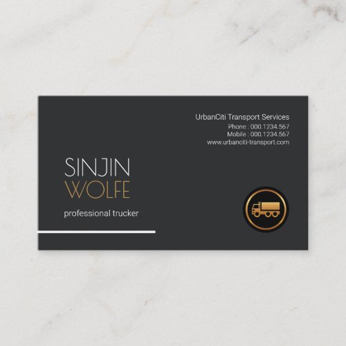 Simple Professional Grey Elegance Transportation Business Card