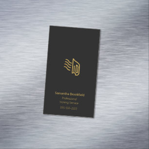 Simple Professional Home Ironing Service Black Business Card Magnet