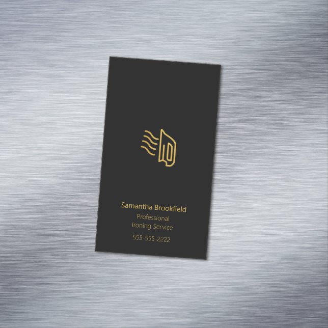 Simple Professional Home Ironing Service Black Business Card Magnet (In Situ)